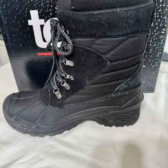 Mens Totes Briggs Black Waterproof Snow Boots, Size 9 w/ original box - Picture 6 of 11